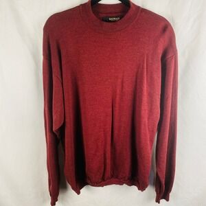 Bachrach Fine‎ Merino Wool Crew Neck Sweater XXL Maroon Burgundy Classic